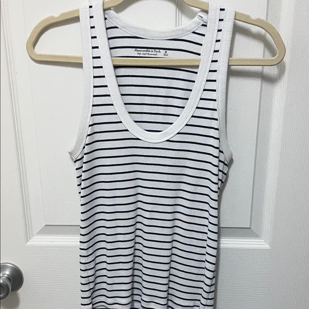 Abercrombie & Fitch White and Black Striped Tank